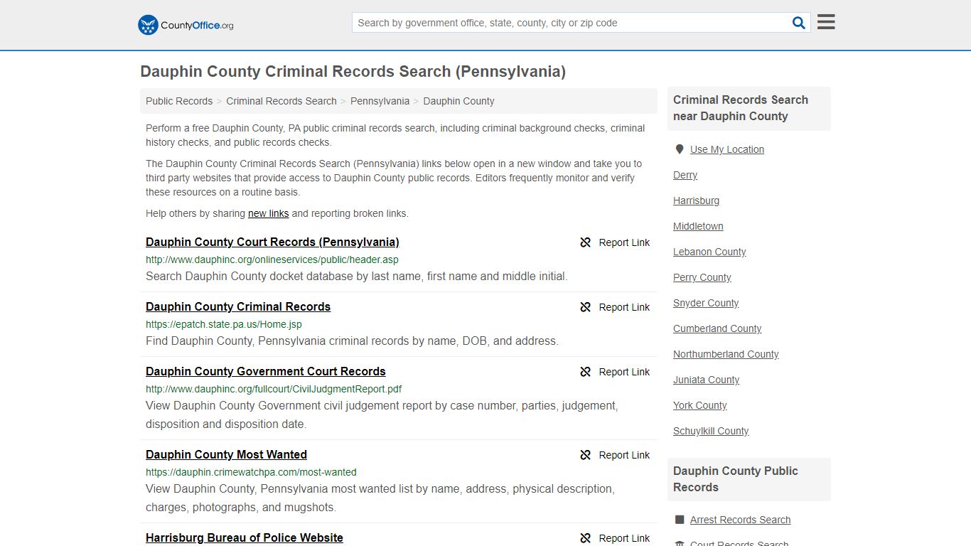 Criminal Records Search - Dauphin County, PA (Arrests ...