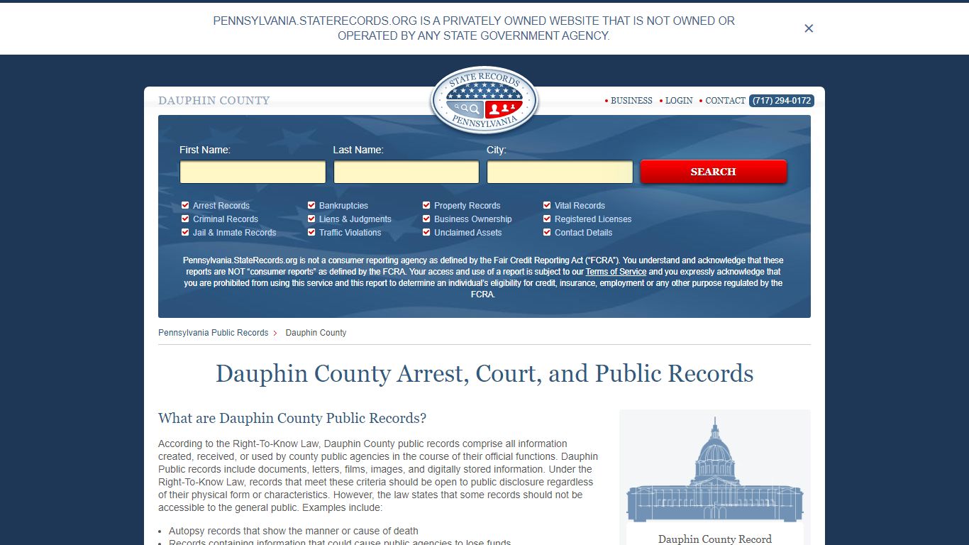 Dauphin County Arrest, Court, and Public Records