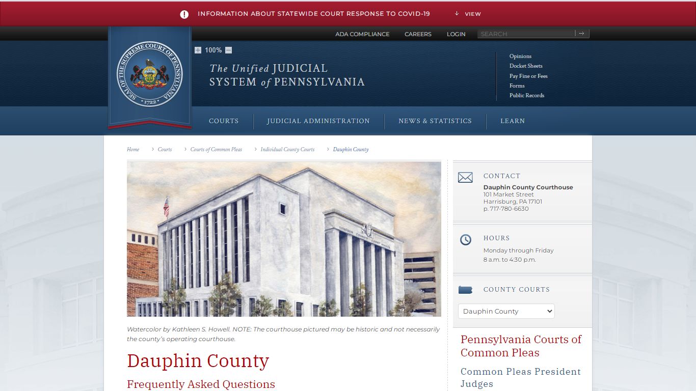 Dauphin County | Individual County Courts | Courts of ...